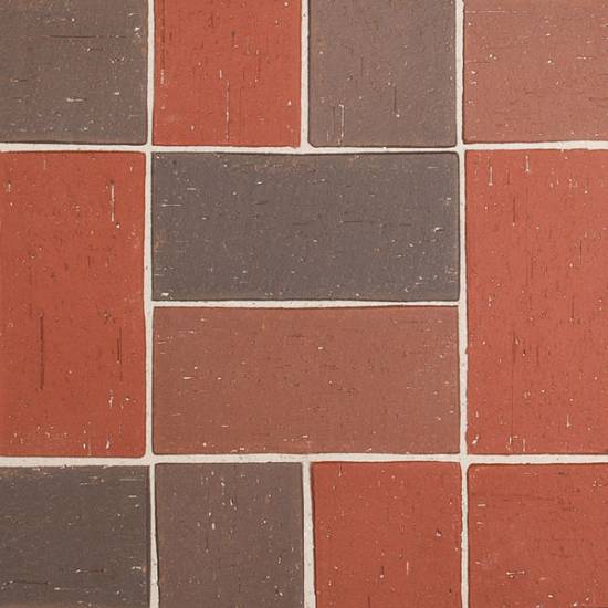 Клинкерная брусчатка Roben Sempione rot-buntgeflammt, gefast, 200x100x40 мм